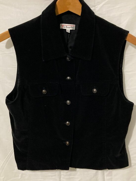 Talbots Tops - Talbots Vintage 90s Grunge Women M Vellore Velvet Black Vest Structured Short